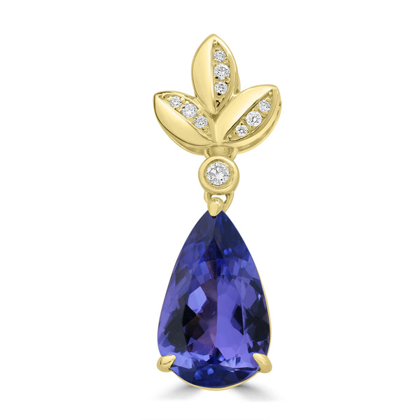 3.61ct Tanzanite Pendants with 0.084tct Diamond set in 14K Yellow Gold