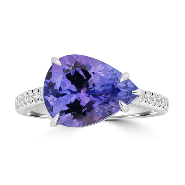 4.59ct Tanzanite Rings with 0.183tct Diamond set in 14K White Gold