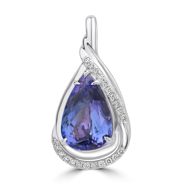 4.62ct Tanzanite Pendants with 0.17tct Diamond set in 14K White Gold