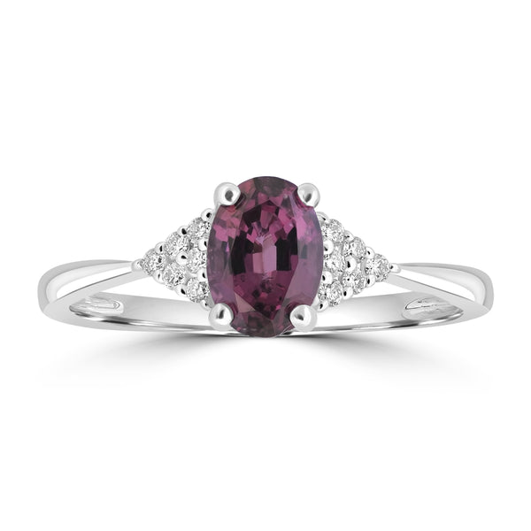 0.99ct Spinel Rings with 0.1tct Diamond set in 14K White Gold