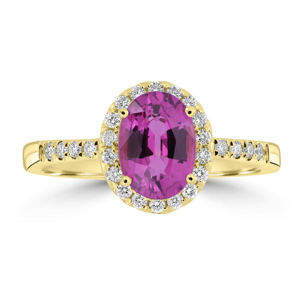 1.59ct Pink Garnet Rings with 0.205tct Diamond set in 14K Yellow Gold