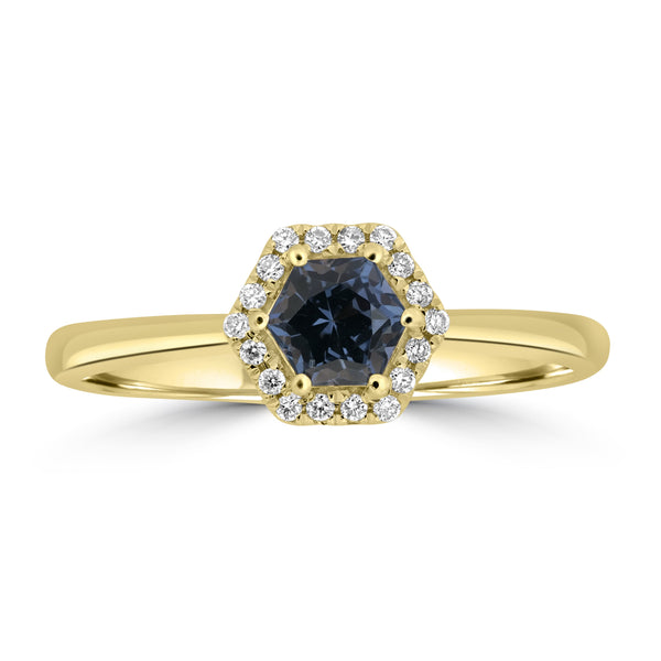 0.44ct Spinel Rings with 0.07tct Diamond set in 14K Yellow Gold