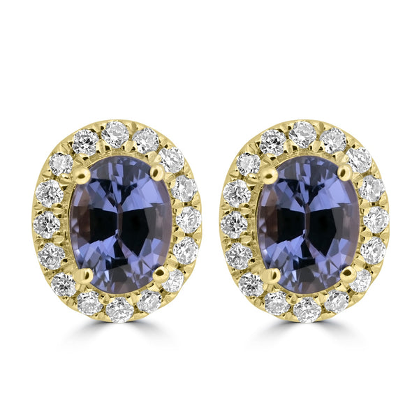 0.68ct Spinel Earrings with 0.11tct Diamond set in 14K Yellow Gold