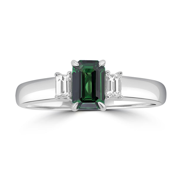 0.8ct Tsavorite Rings with 0.163tct Diamond set in 18K White Gold