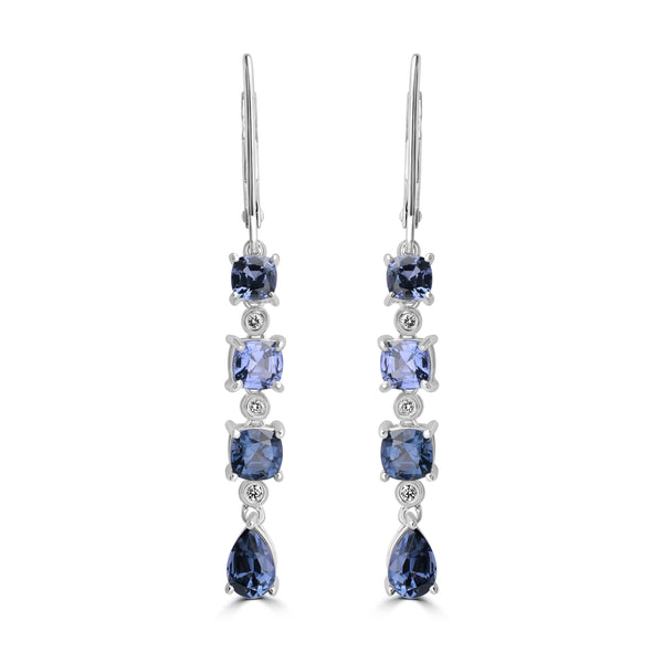 2.81ct Spinel Earrings with 0.06tct Diamond set in 18K White Gold