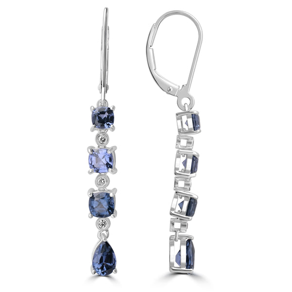 2.81ct Spinel Earrings with 0.06tct Diamond set in 18K White Gold