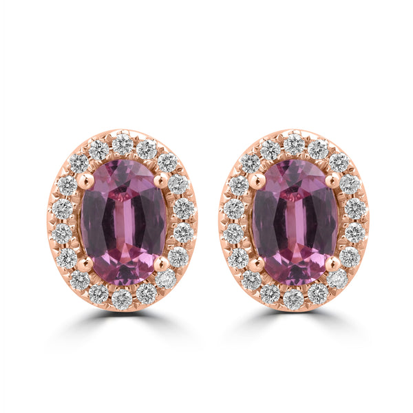 1.26ct Spinel Earrings with 0.2tct Diamond set in 18K Rose Gold