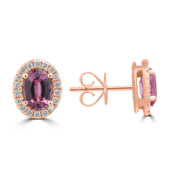 1.26ct Spinel Earrings with 0.2tct Diamond set in 18K Rose Gold