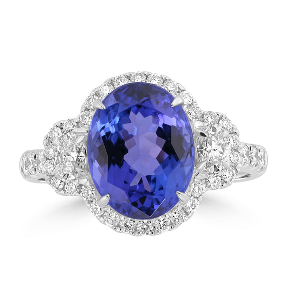 4.16ct Tanzanite Rings with 0.506tct Diamond set in 18K White Gold