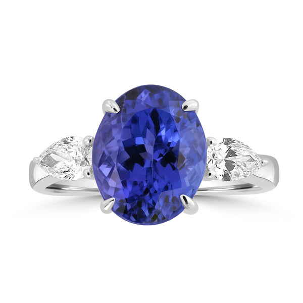 4.77ct Tanzanite Rings with 0.46tct Diamond set in 18K White Gold