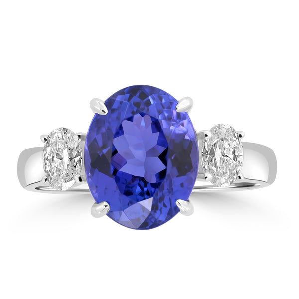 4.99ct Tanzanite Rings with 0.48tct Diamond set in 18K White Gold