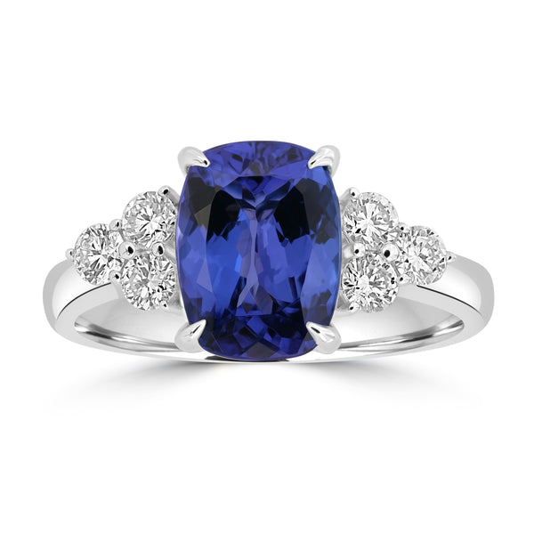 2.42ct Tanzanite Rings with 0.43tct Diamond set in 18K White Gold