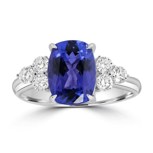 2.78ct Tanzanite Rings with 0.45tct Diamond set in 18K White Gold