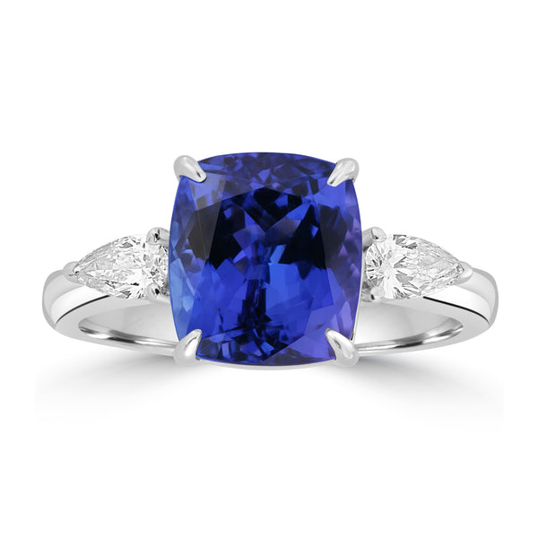 4.31ct Tanzanite Rings with 0.31tct Diamond set in 18K White Gold