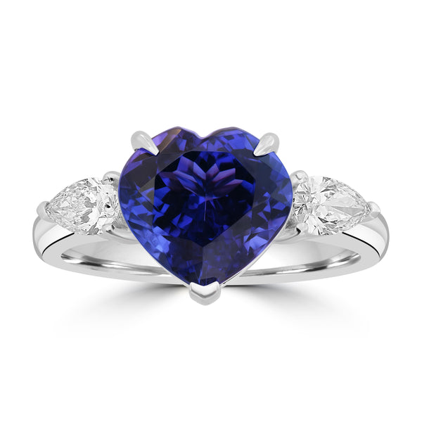 4.63ct Tanzanite Rings with 0.46tct Diamond set in 18K White Gold