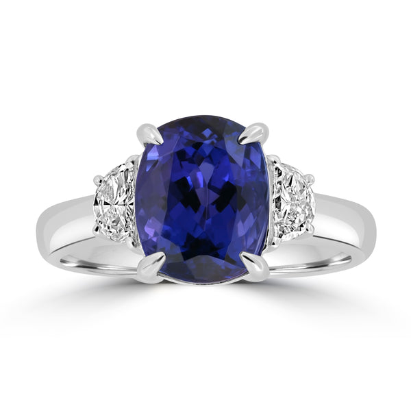 3.91ct Tanzanite Rings with 0.29tct Diamond set in 18K White Gold