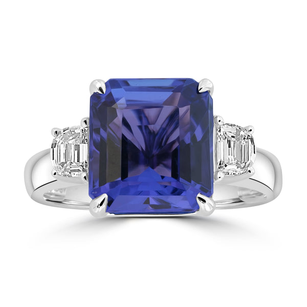 5.14ct Tanzanite Rings with 0.42tct Diamond set in 18K White Gold