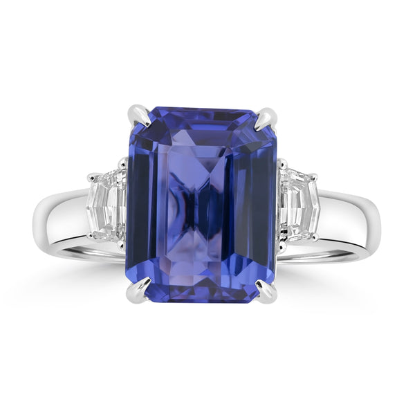 5.35ct Tanzanite Rings with 0.32tct Diamond set in 18K White Gold