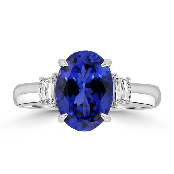 2.96ct Tanzanite Rings with 0.27tct Diamond set in 18K White Gold