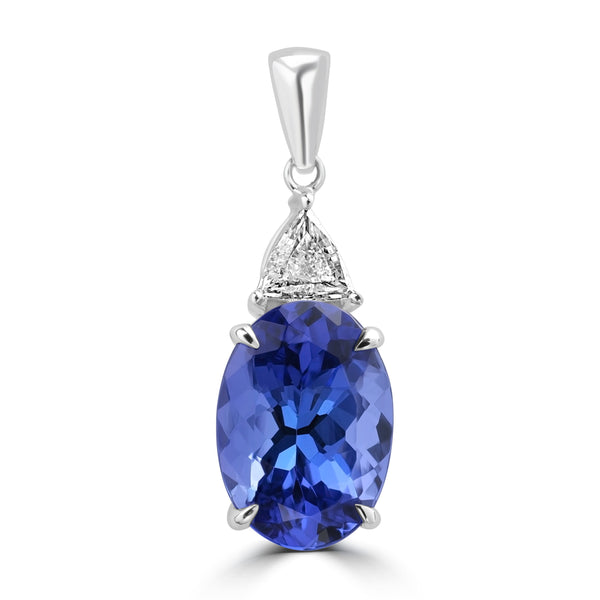 3.2ct Tanzanite Pendants with 0.182tct Diamond set in 18K White Gold