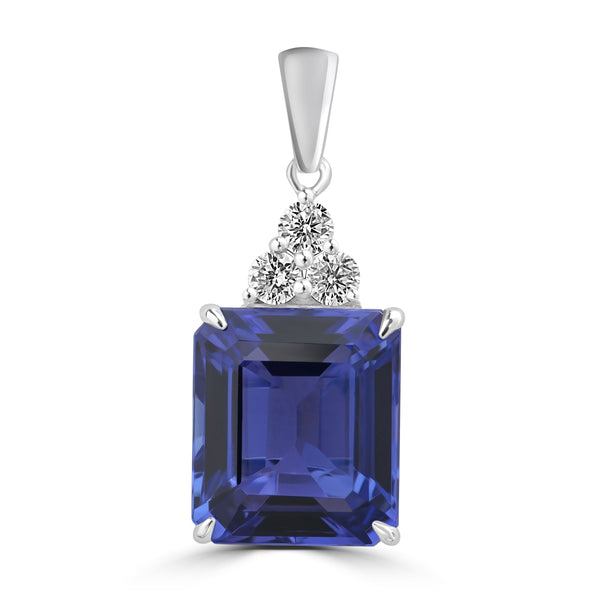 5.55ct Tanzanite Pendants with 0.194tct Diamond set in 18K White Gold