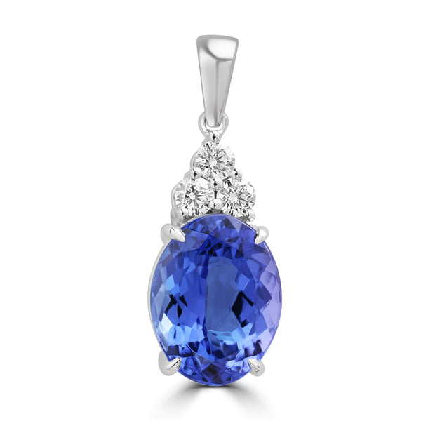 3.89ct Tanzanite Pendants with 0.193tct Diamond set in 18K White Gold