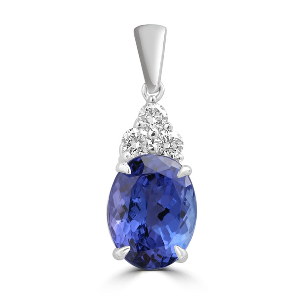 3.28ct Tanzanite Pendants with 0.198tct Diamond set in 18K White Gold