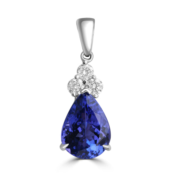 2.76ct Tanzanite Pendants with 0.194tct Diamond set in 18K White Gold