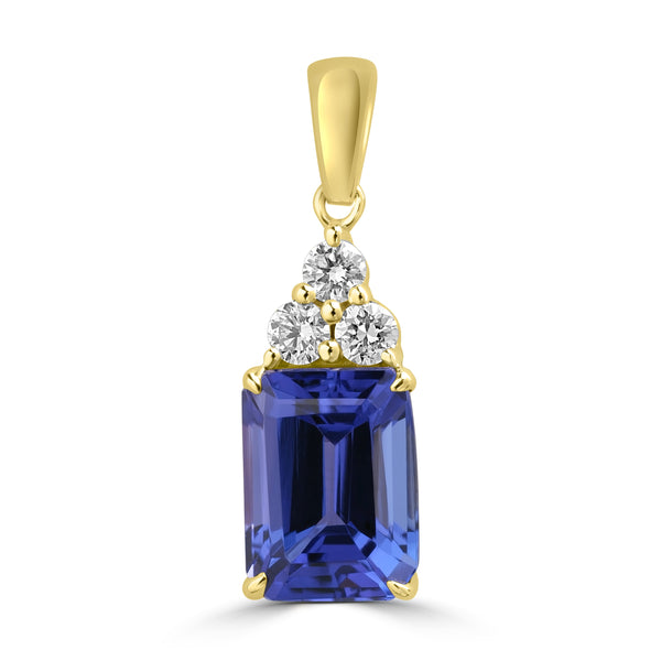 2.62ct Tanzanite Pendants with 0.173tct Diamond set in 18K Yellow Gold