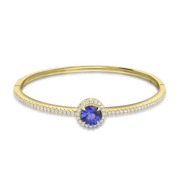 2.83ct Tanzanite Bangles with 0.87tct Diamond set in 18K Yellow Gold