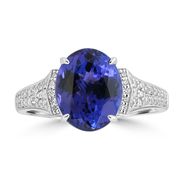 3.94ct Tanzanite Rings with 0.3tct Diamond set in 18K White Gold