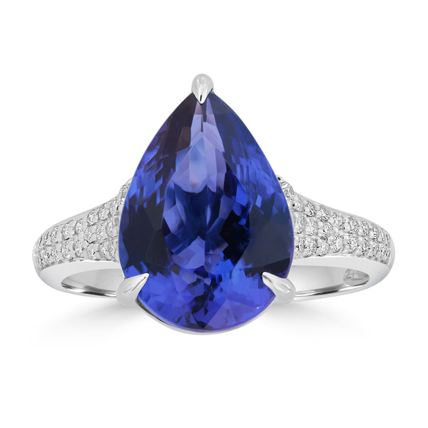 5.62ct Tanzanite Rings with 0.27tct Diamond set in 18K White Gold