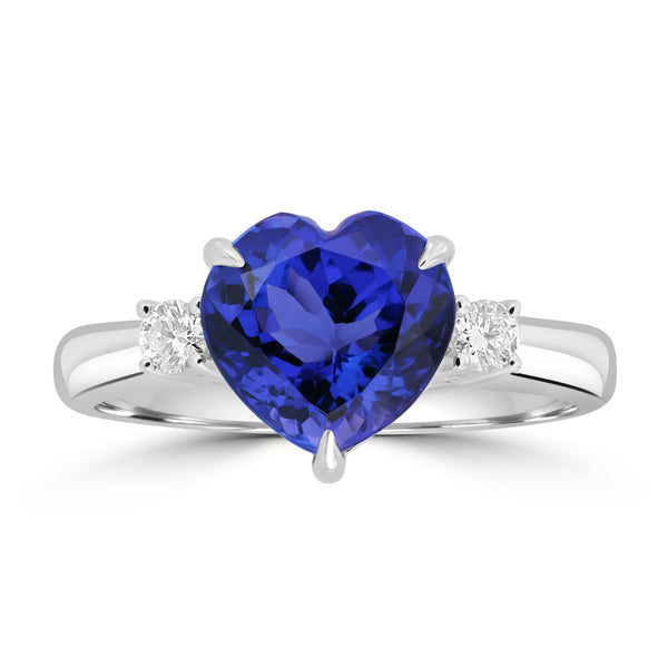 3.07ct Tanzanite Rings with 0.14tct Diamond set in 18K White Gold