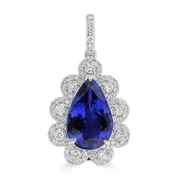 5.46ct Tanzanite Pendants with 0.76tct Diamond set in 18K White Gold