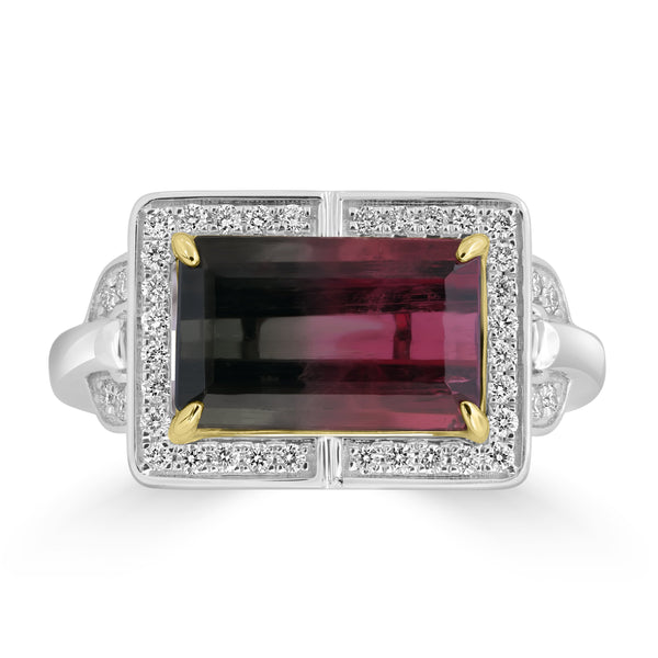 3.6ct Tourmaline Rings with 0.228tct Diamond set in 14K Two Tone Gold