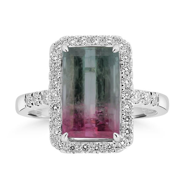 4.31ct Tourmaline Rings with 0.49tct Diamond set in 14K White Gold