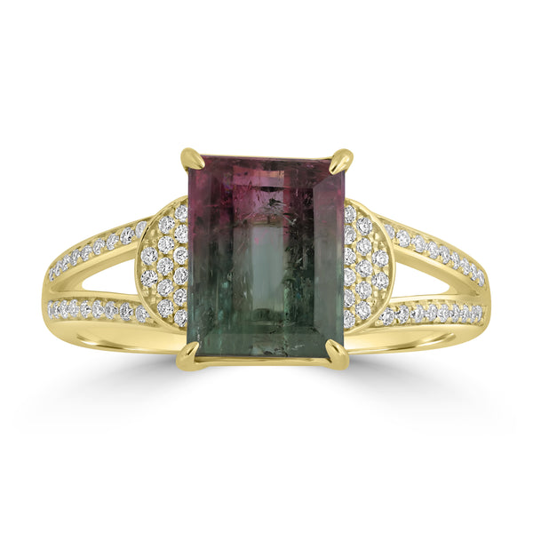 3.01ct Tourmaline Rings with 0.17tct Diamond set in 14K Yellow Gold