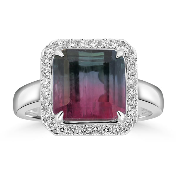 5.68ct Tourmaline Rings with 0.338tct Diamond set in 14K White Gold