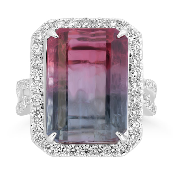 10.66ct Tourmaline Rings with 0.962tct Diamond set in 18K White Gold