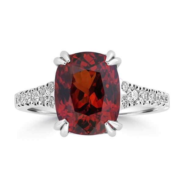 5.12ct Mandarin Garnet Rings with 0.32tct Diamond set in 18K White Gold