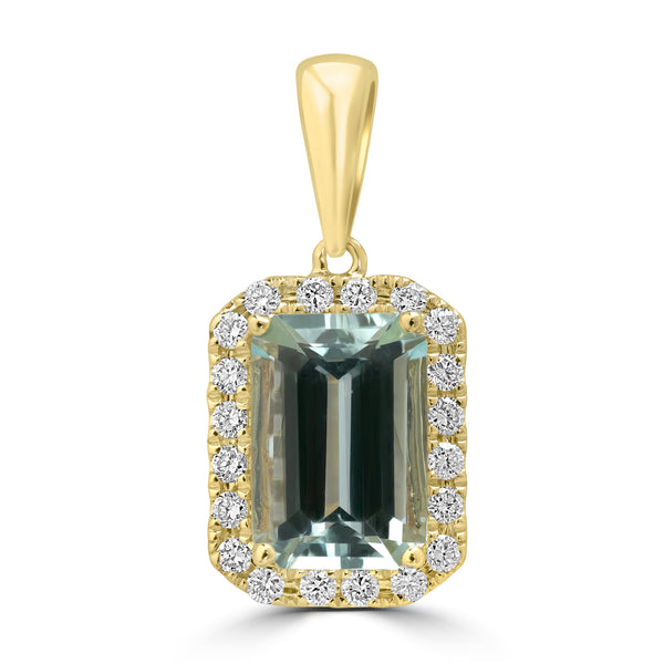 2.19ct Aquamarine Pendants with 0.27tct Diamond set in 18K Yellow Gold