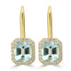 3.33ct Aquamarine Earrings with 0.43tct Diamond set in 18K Yellow Gold