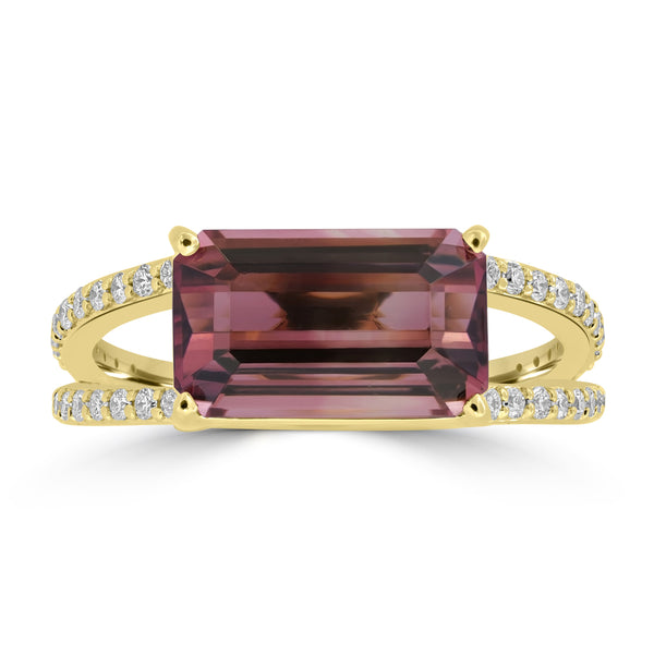 3.47ct Tourmaline Rings with 0.37tct Diamond set in 18K Yellow Gold