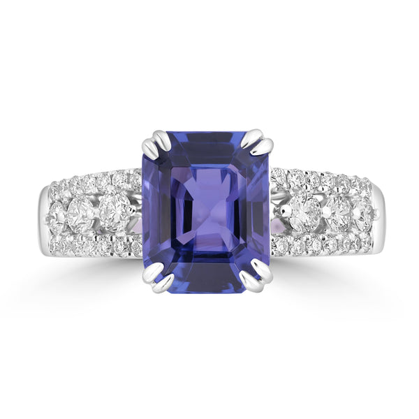 2.71ct Tanzanite Rings with 0.48tct Diamond set in 18K White Gold