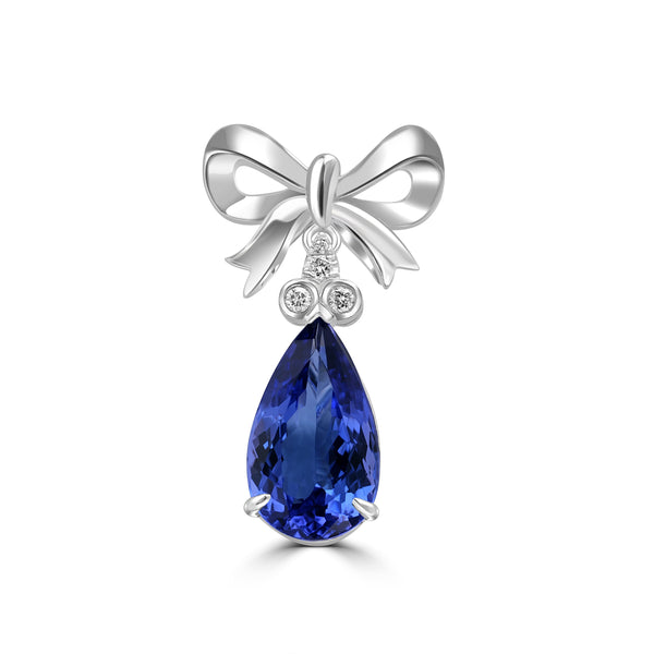 3.93ct Tanzanite Pendant with 0.049tct Diamond set in 18K White Gold