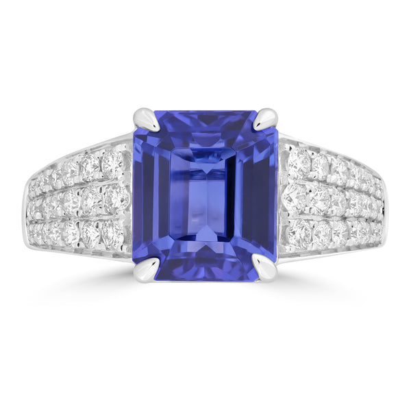 3.59ct Tanzanite Rings with 0.455tct Diamond set in 18K White Gold