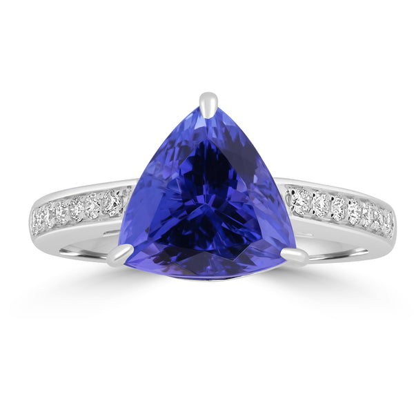 4.15ct Tanzanite Rings with 0.202tct Diamond set in 18K White Gold