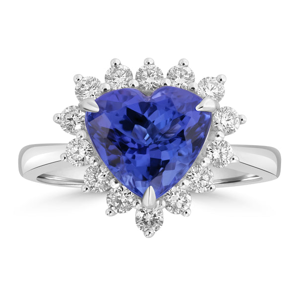 3ct Tanzanite Rings with 0.56tct Diamond set in 18K White Gold