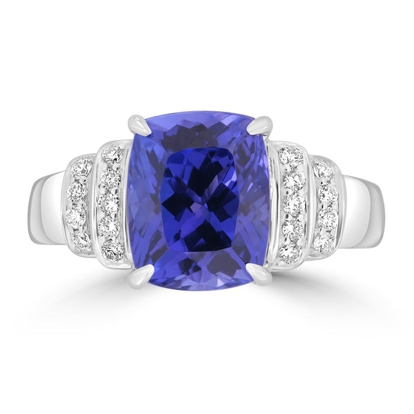 4.39ct Tanzanite Rings with 0.174tct Diamond set in 18K White Gold