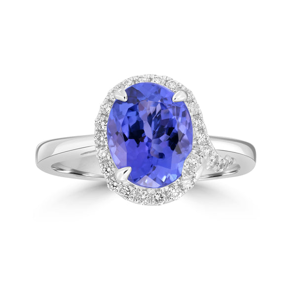 2.72ct Tanzanite Rings with 0.238tct Diamond set in 18K White Gold